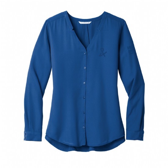 Port Authority Ladies Long Sleeve Button-Front Blouse