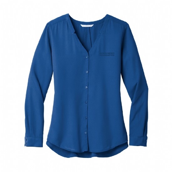 Port Authority Ladies Long Sleeve Button-Front Blouse #3