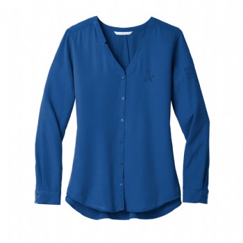 Port Authority Ladies Long Sleeve Button-Front Blouse
