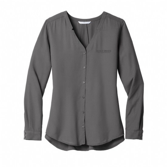 Port Authority Ladies Long Sleeve Button-Front Blouse #2